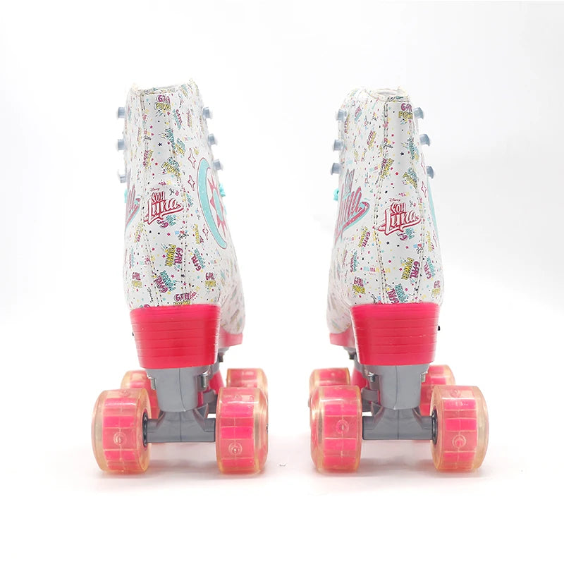 Girls Yijiu Girl Power Quad Roller Skates with Flashing PVC Wheels