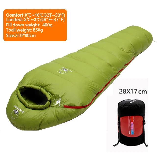 White Goose Down Filled Adult Mummy Style Sleeping Bag Fit for Winter