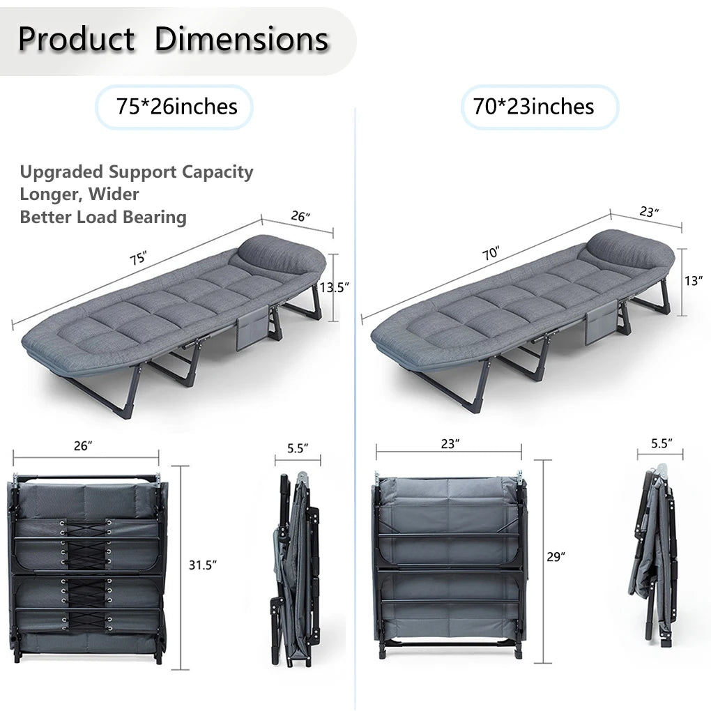 Portable & Foldable Sleeping Cots for Adults 6 Positions