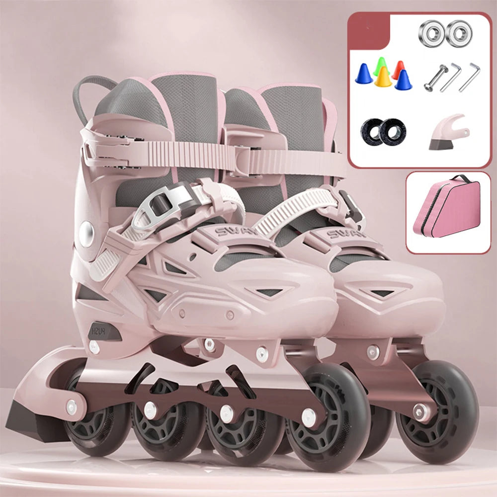 ABEC-7 Kids Inline Roller Skate Shoes Flashing 4 Wheels Skates Boys Girls Beginner Adult Outdoor Skating Sneaker Adjustable Size