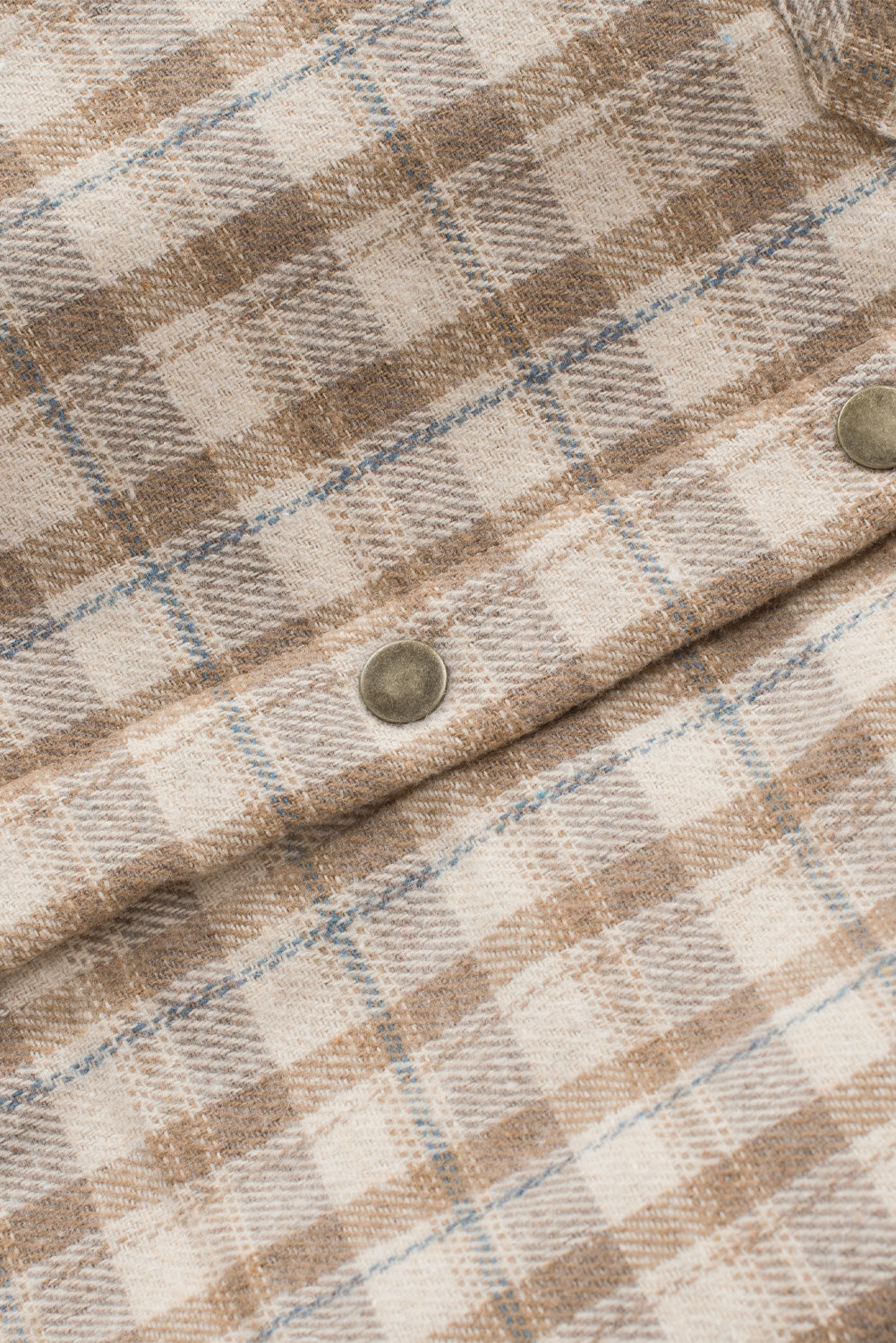Blue Snap Button Sherpa Lined Hooded Flannel Jacket