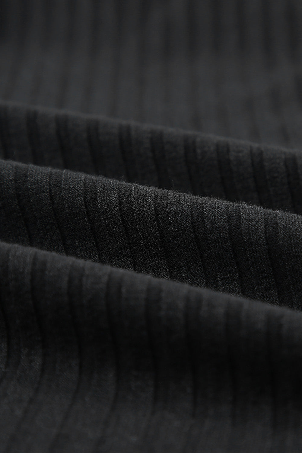 Black Round Neck Empire Waist Ribbed Short Knit Dress
