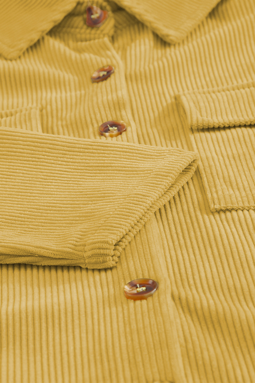 Pocketed Button Ribbed Textured Shacket