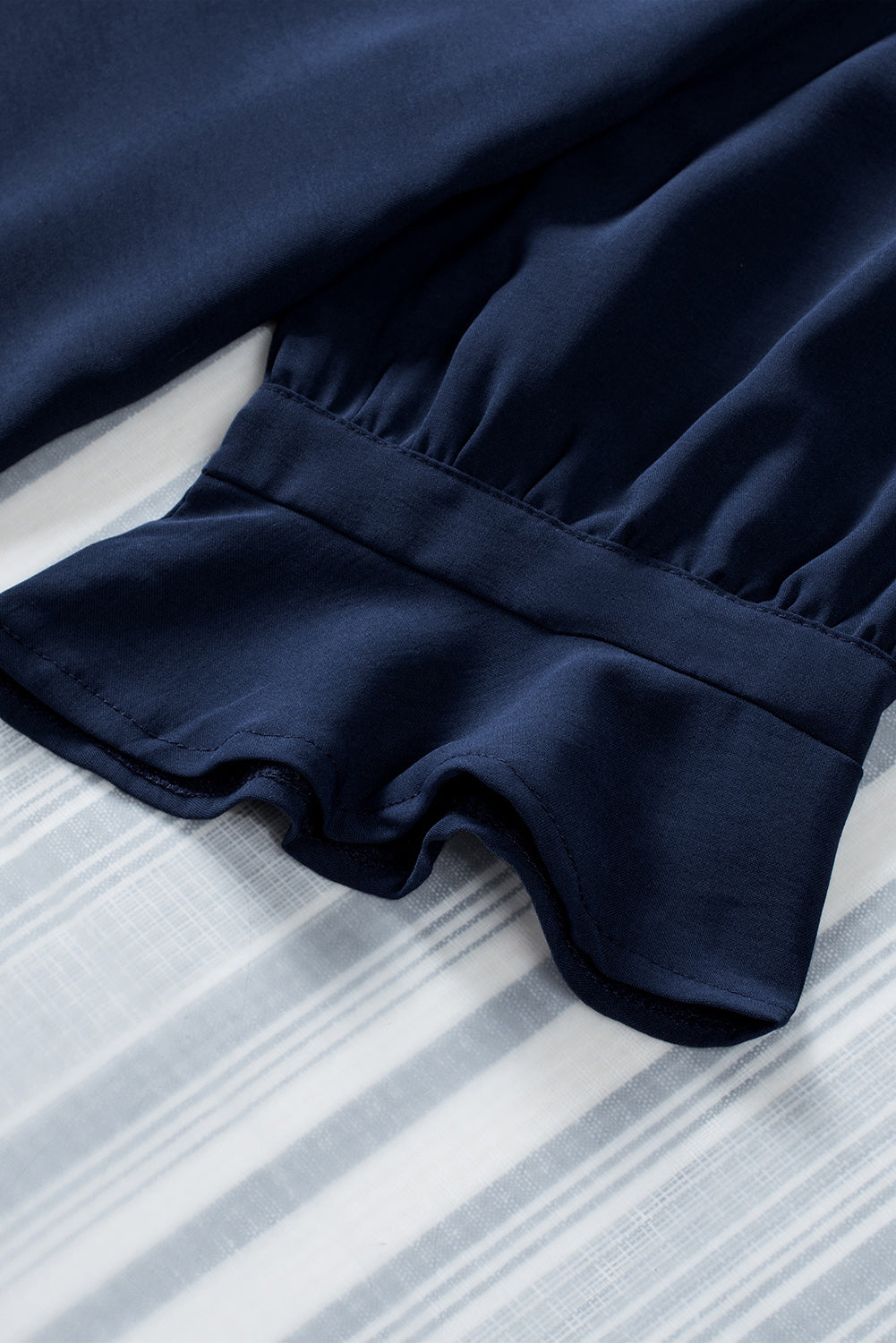 Navy Blue Split V Neck Short Sleeve Tunic Dress