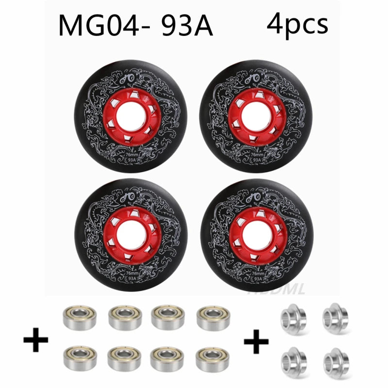 Fancy PU Inline Roller Skate Wheels (62/64/68/70/72/76/80mm) with Wear-Resistant Bearing(83A/85A/90A/93A)