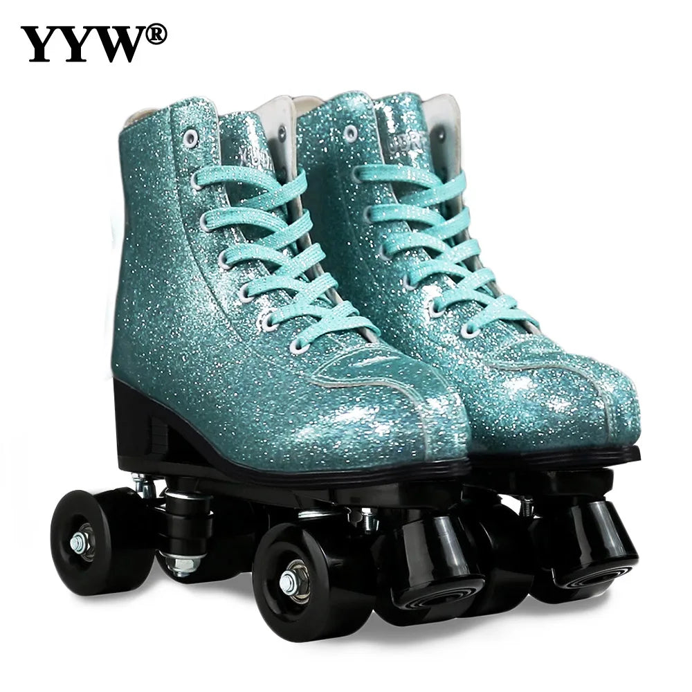 Retro Shiny Dance Quad Roller Skates