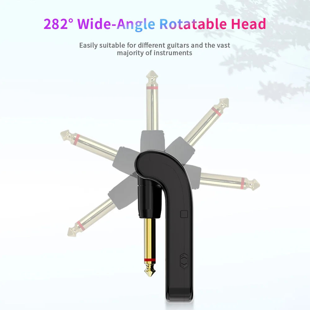 2.4G Wireless Rechargeable Guitar Transmitter Receiver System for Electric Guitar Bass Wind Instruments Plug and Play 48K/16bit