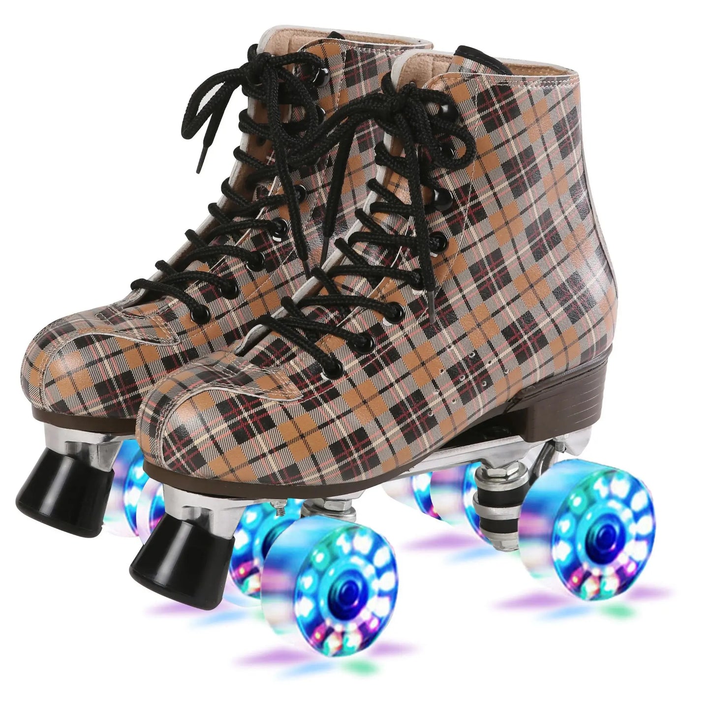 Flannel Pattern Aluminum Alloy Sole Quad Skates