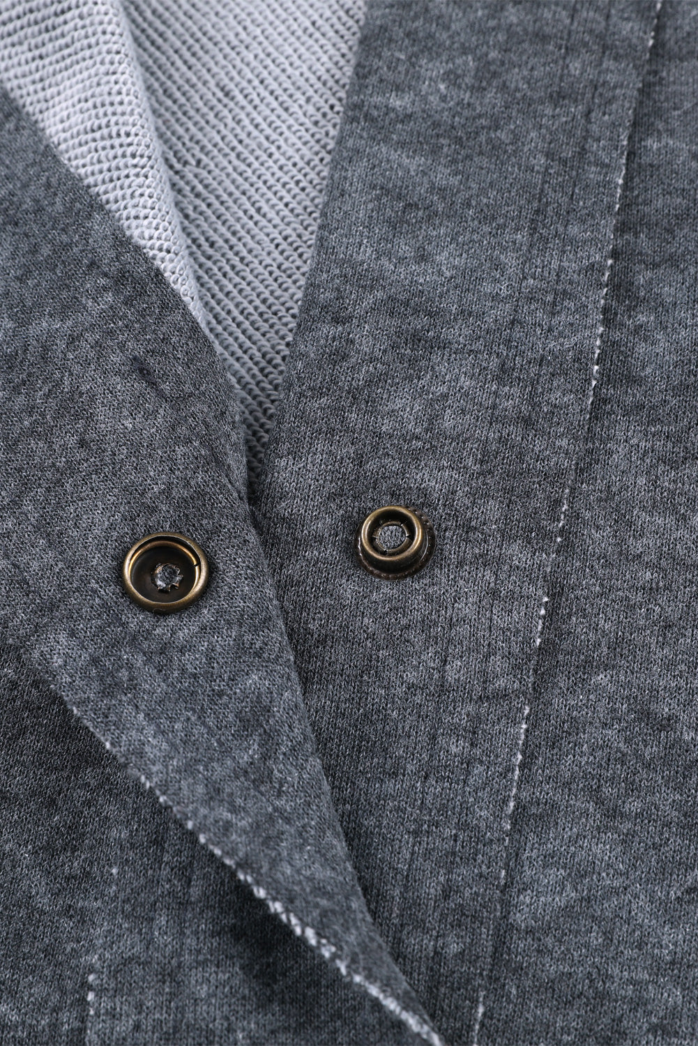 Gray Snap Button Casual Flap Pockets Washed Jacket