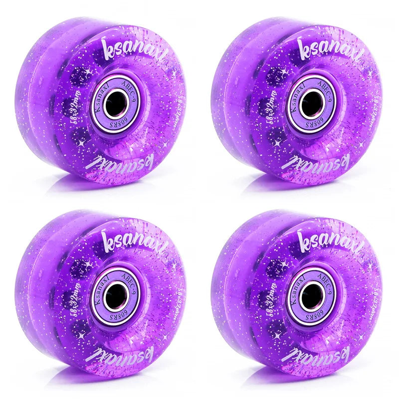 58mm x032mm 82A Pack Roller Skate Wheels with Bearings (Quad Skates and Skateboard) - 4 Pack