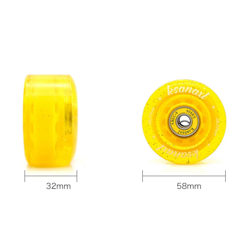 58mm x032mm 82A Pack Roller Skate Wheels with Bearings (Quad Skates and Skateboard) - 4 Pack