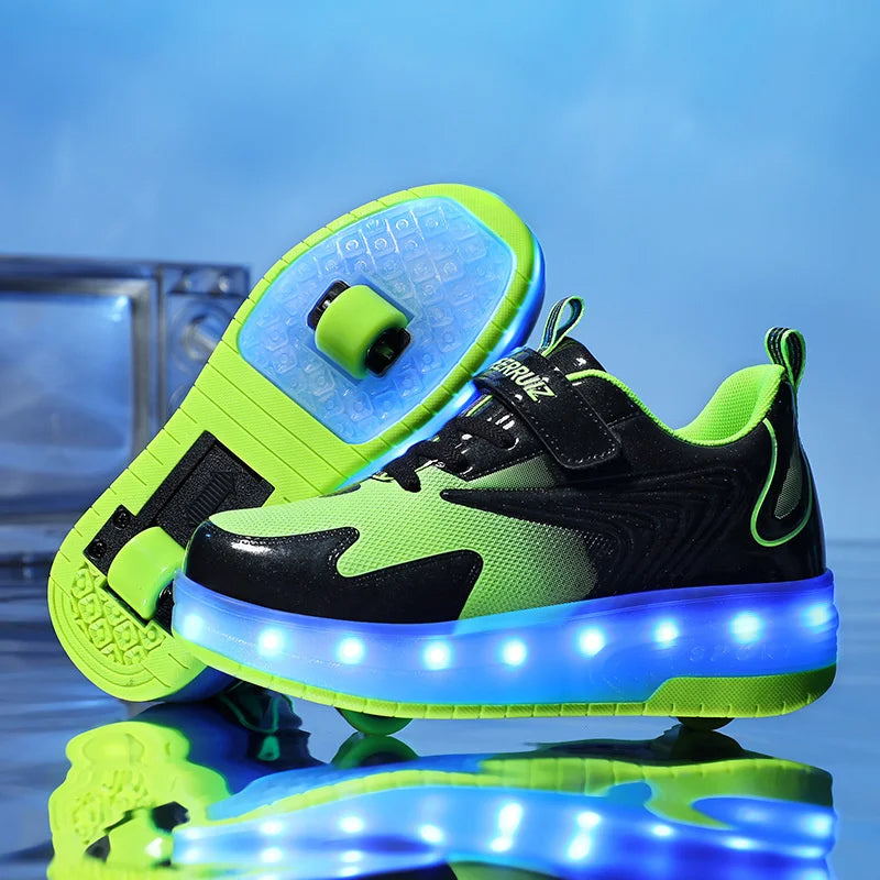 Children's 2 Wheel Led Light Roller Skate Shoes (heelys)