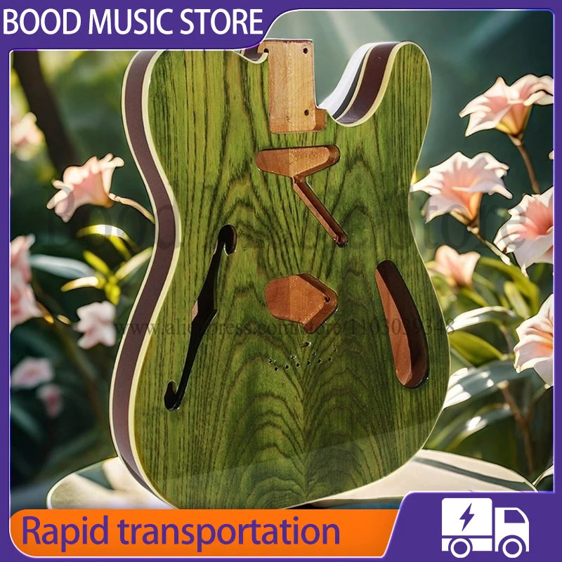 DIY Telecaster Thinline Electric Guitar Body - Swamp Ash Veneer - Semi-hollow with F hole