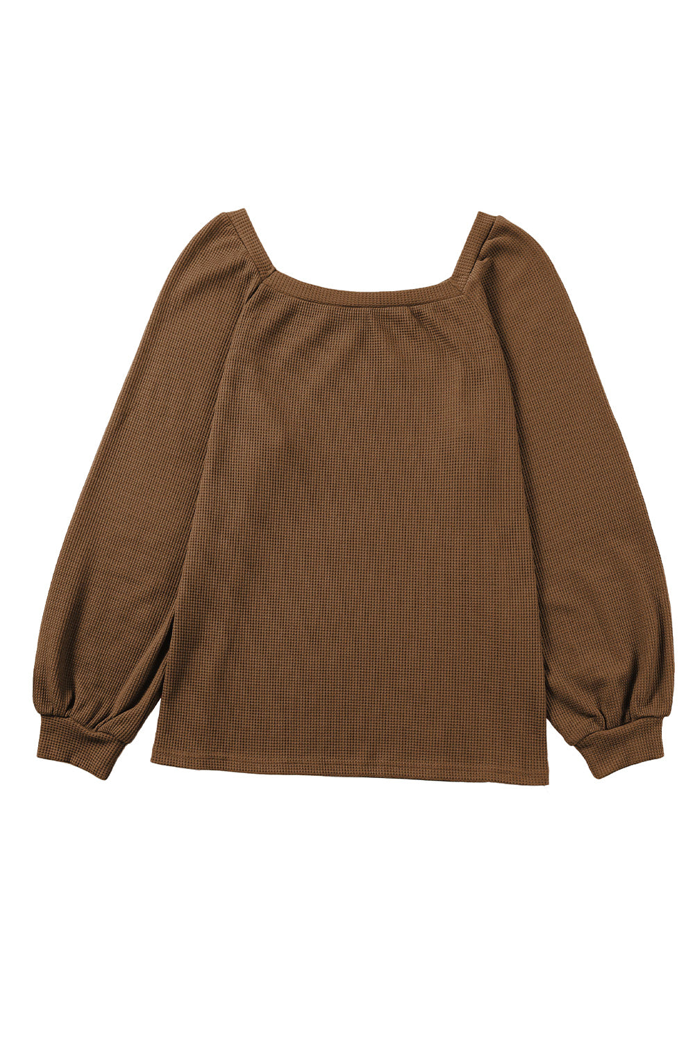 Pink Waffle Texture Casual Square Neck Pullover Top