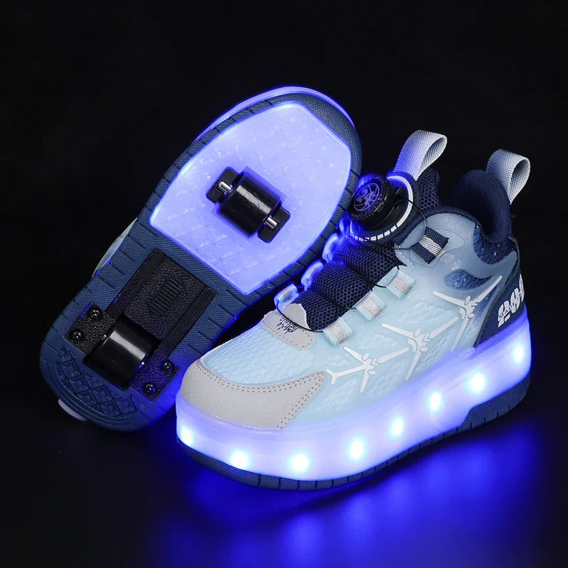 Kids Outdoor Detachable 2 Wheels LED Flashing Skate Shoes (Heelys)