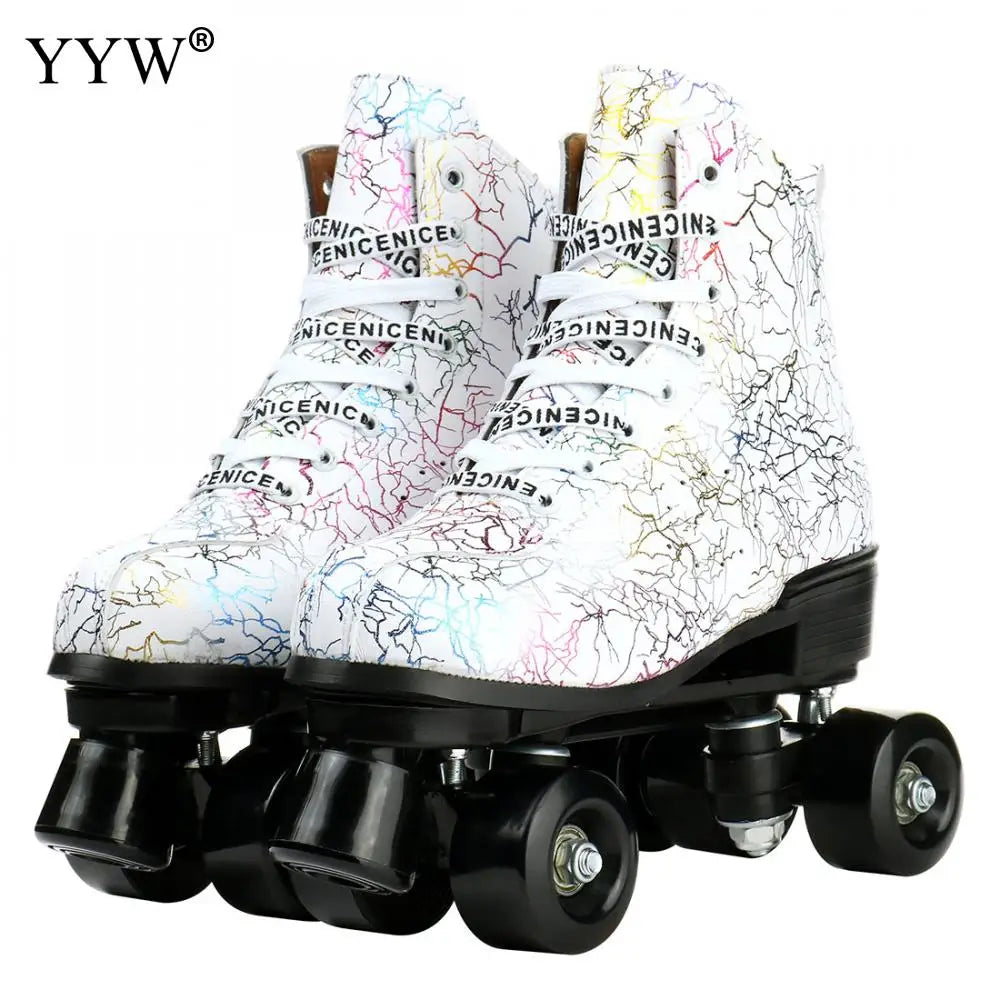 PU Leather Roller Skates, Elegant Red