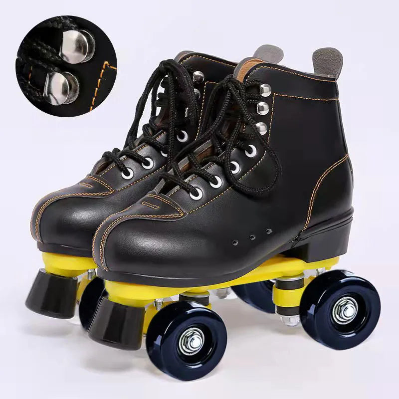 Beginner Quad Skates with Microfiber Leather Shoes