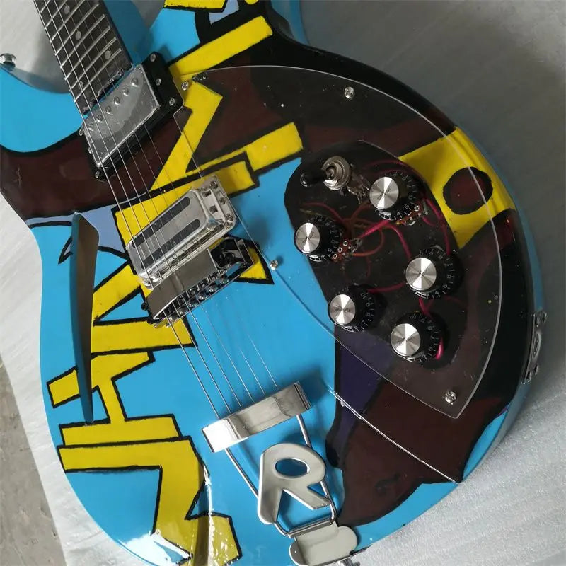 360° Painting 6-string Hollow Electric Guitar (22 Frets & Humbucker Pickups)