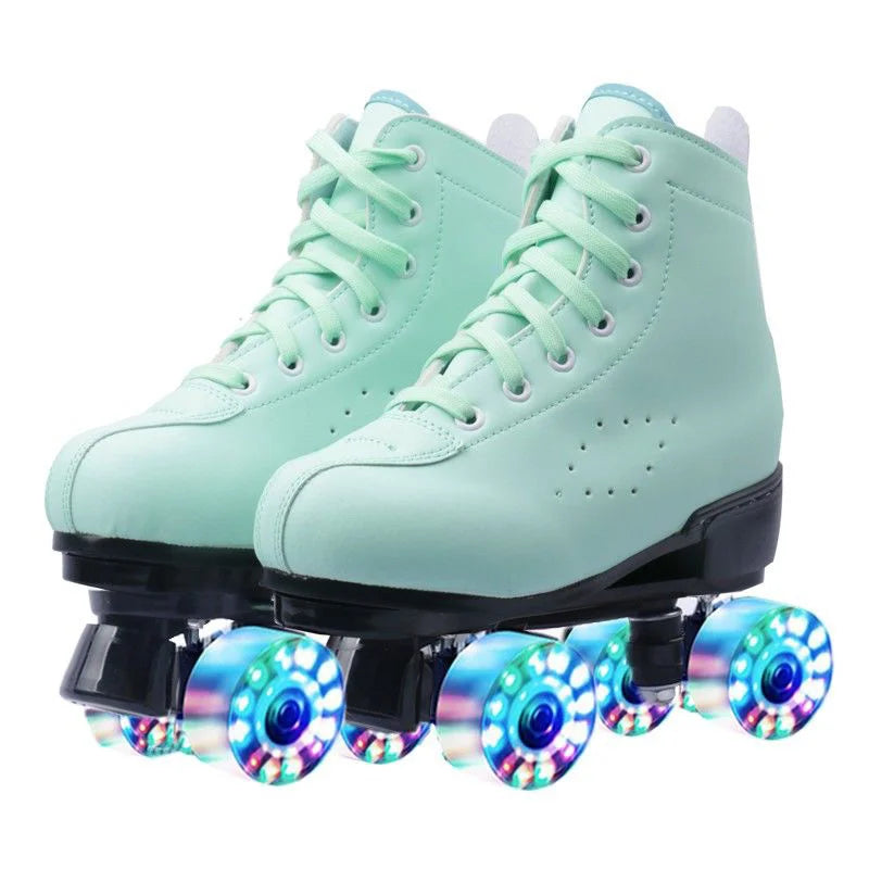 Beginner Quad Skates with Microfiber Leather Shoes