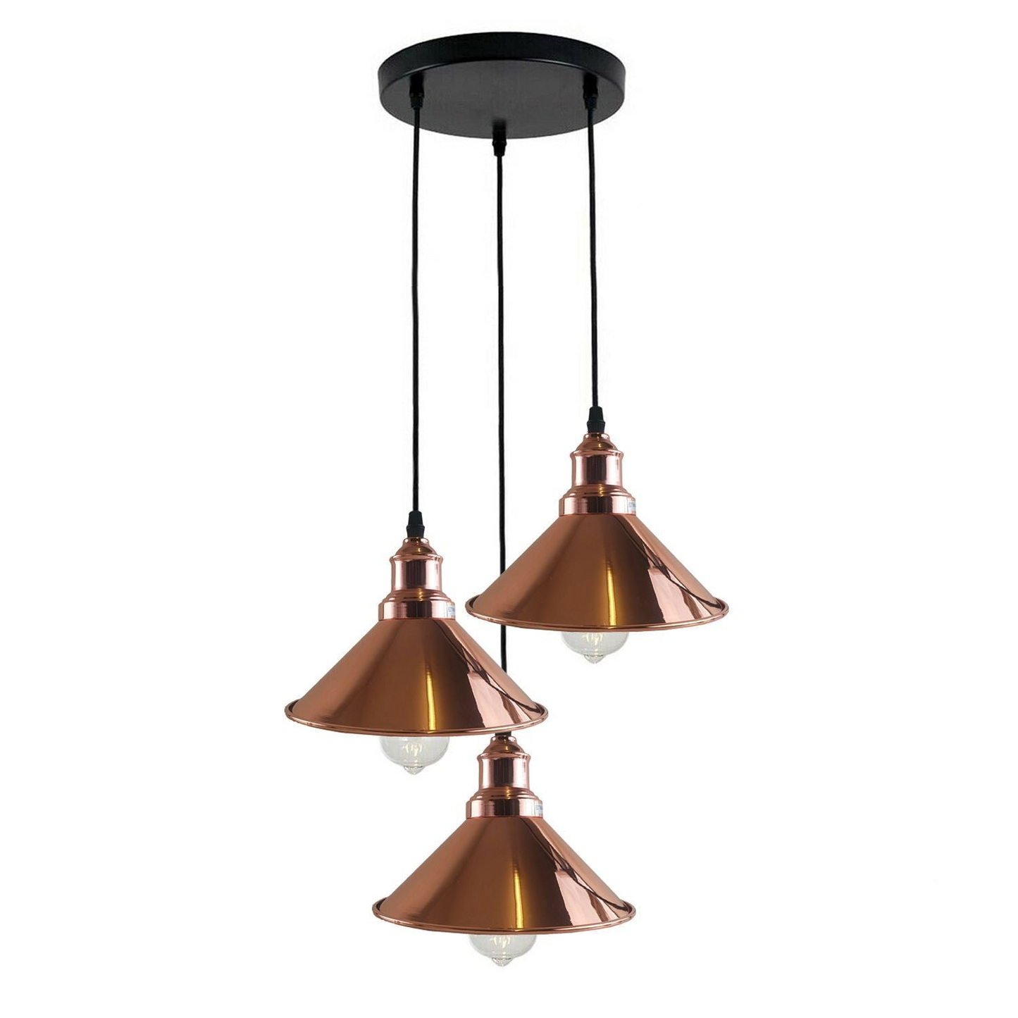 3 Head Ceiling Light, Multi Color Cluster Ceiling Hanging Lamp, Pendant Light Fixture with Cone Metal Shade~1302