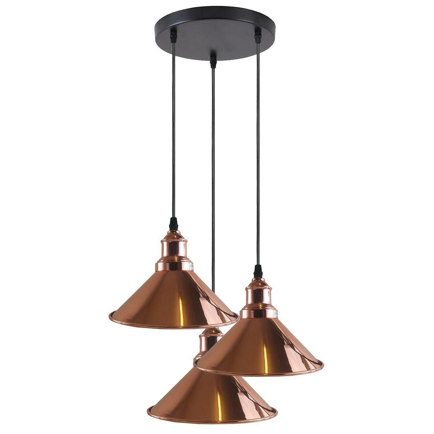 3 Head Ceiling Light, Multi Color Cluster Ceiling Hanging Lamp, Pendant Light Fixture with Cone Metal Shade~1302