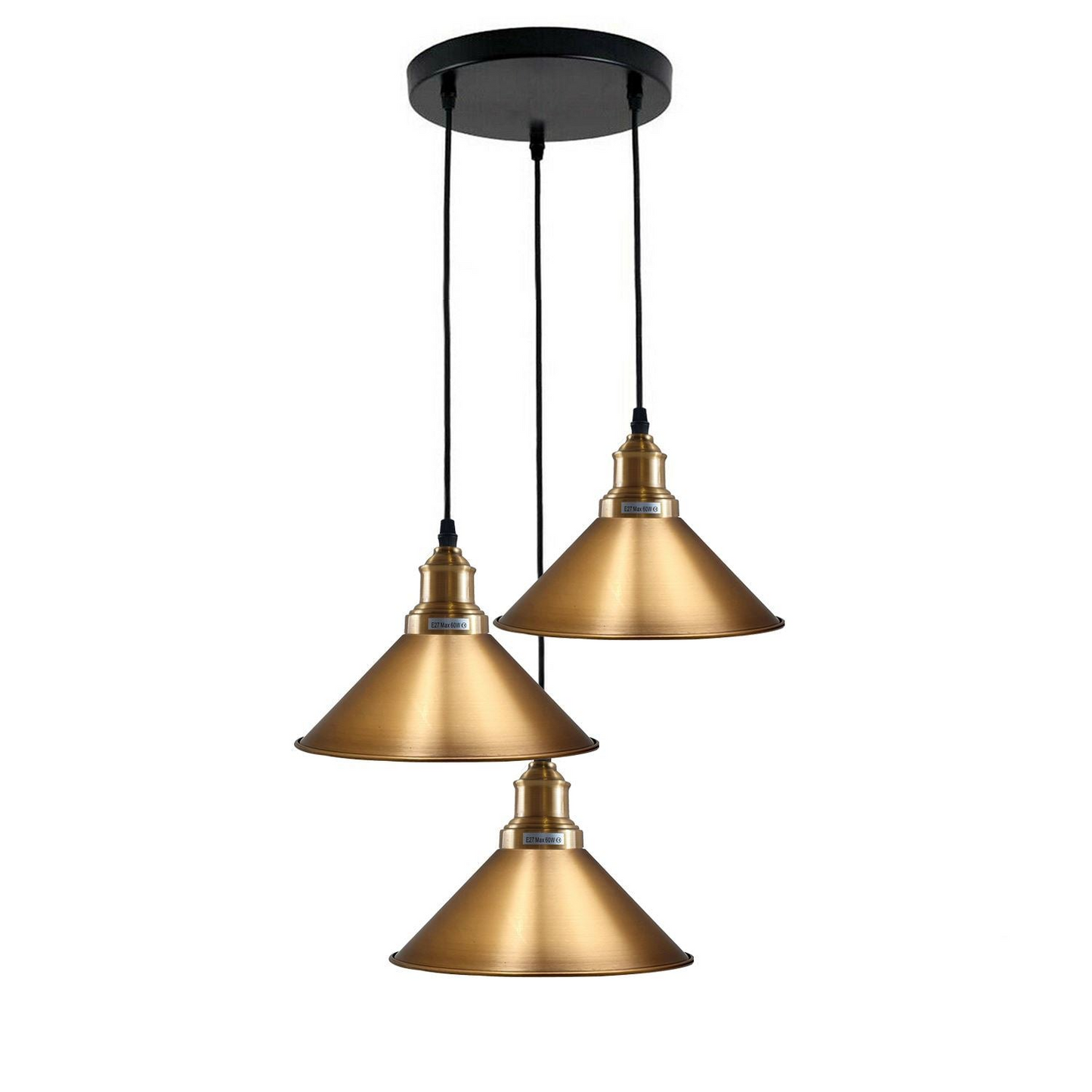 3 Head Ceiling Light, Multi Color Cluster Ceiling Hanging Lamp, Pendant Light Fixture with Cone Metal Shade~1302