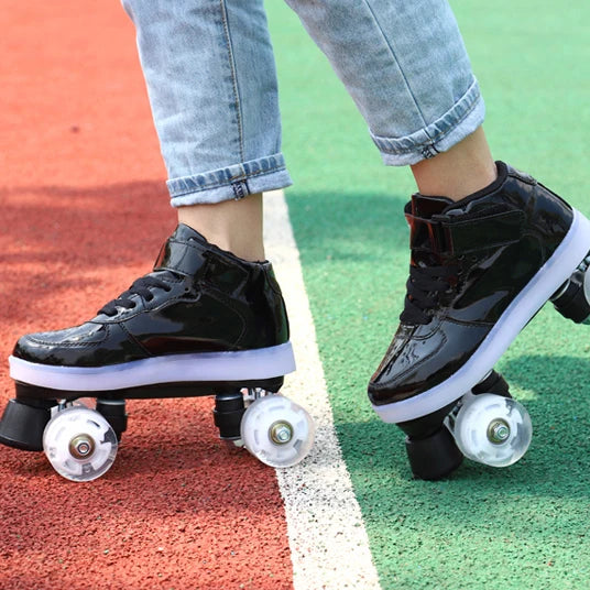 LED Sneaker Style Quad Roller Dance Skates