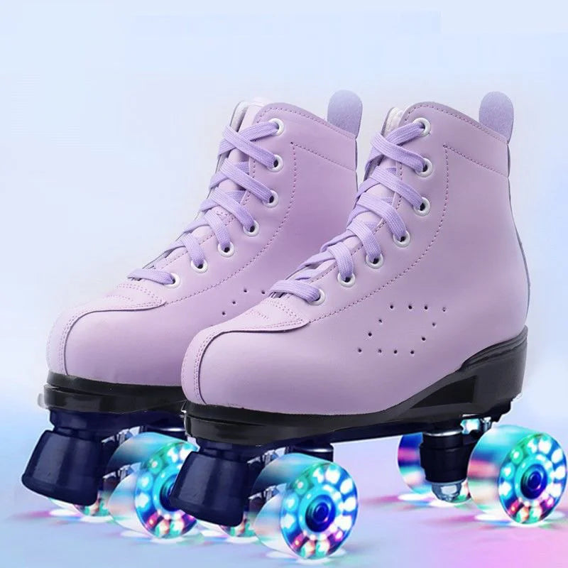 Beginner Quad Skates with Microfiber Leather Shoes