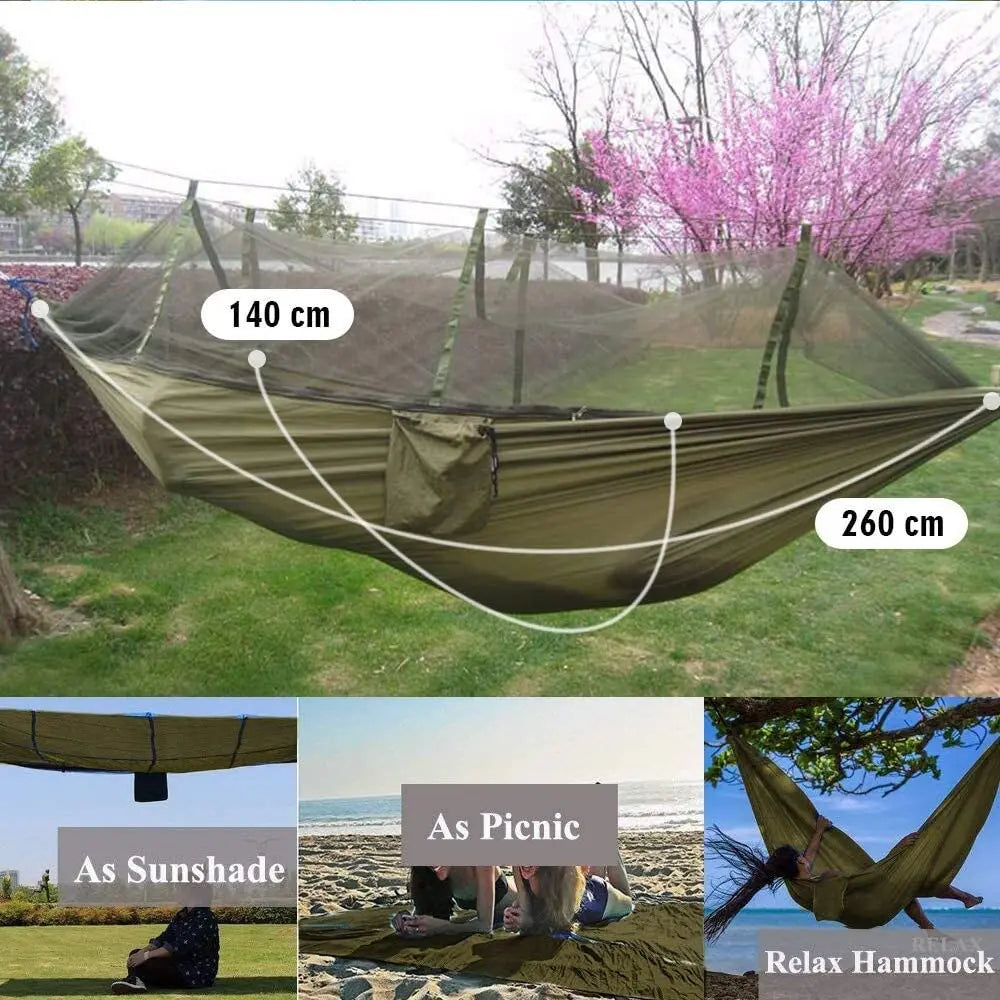 Outdoor 2 Person Camping Garden Hammock With Mosquito Net