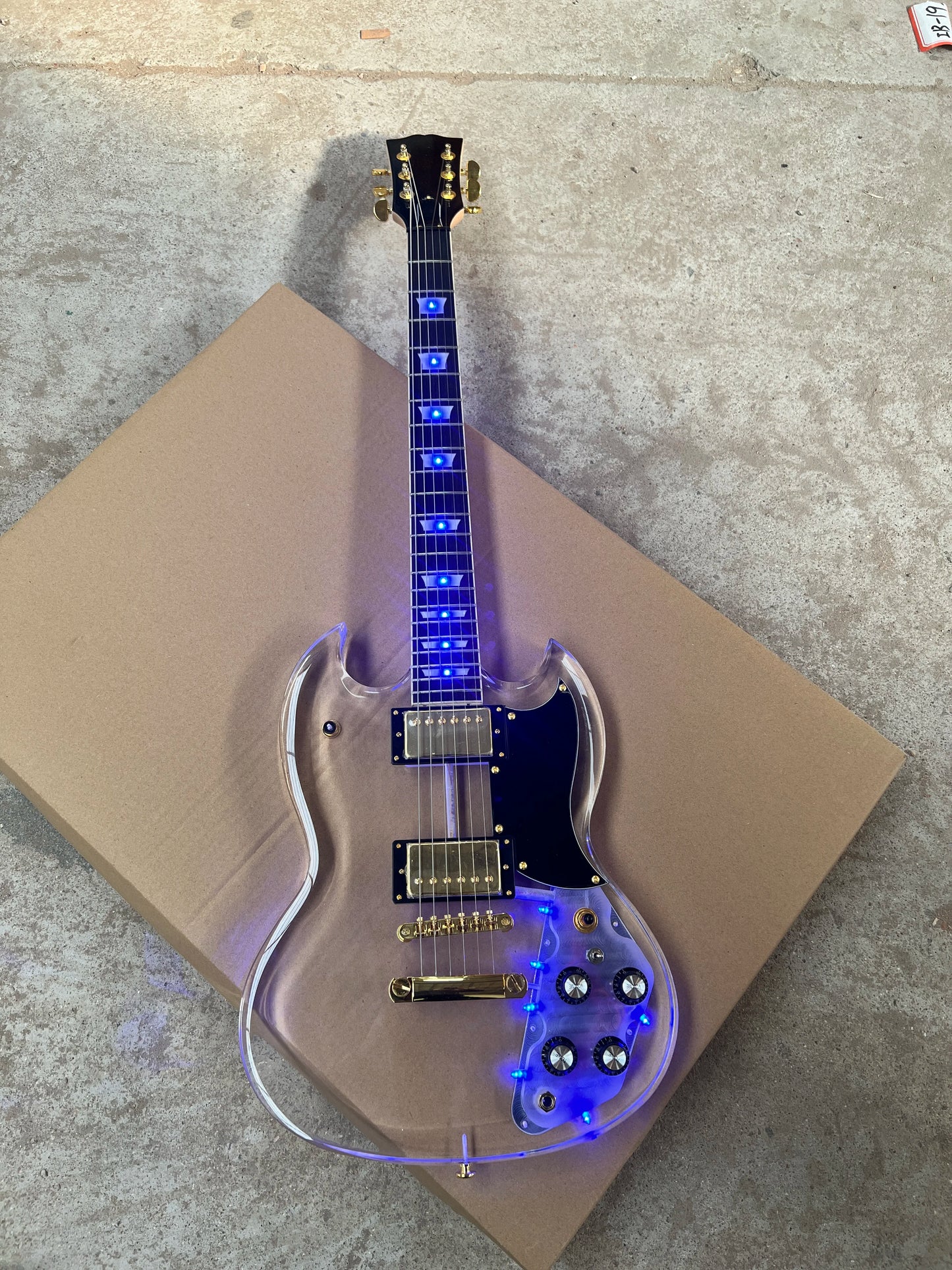 Acrylic Plexiglass Clear 6-string Electric Guitar Blue
