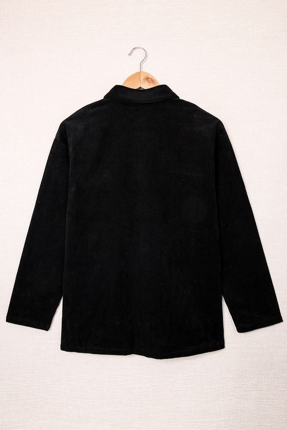 Pocketed Button Ribbed Textured Shacket