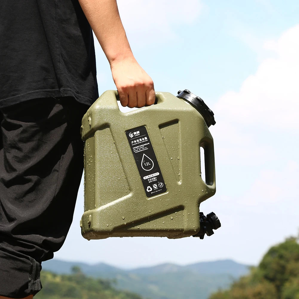 3.2 Gallon/12L Camping Water Container with Spigot BPA Free Car Water Carrier Tank Large Capacity Truly No Leakage Multifunction