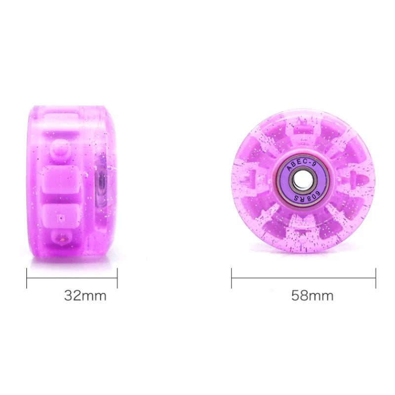 82A PU 58mmx32mm Luminous Outdoor Quad Wheels