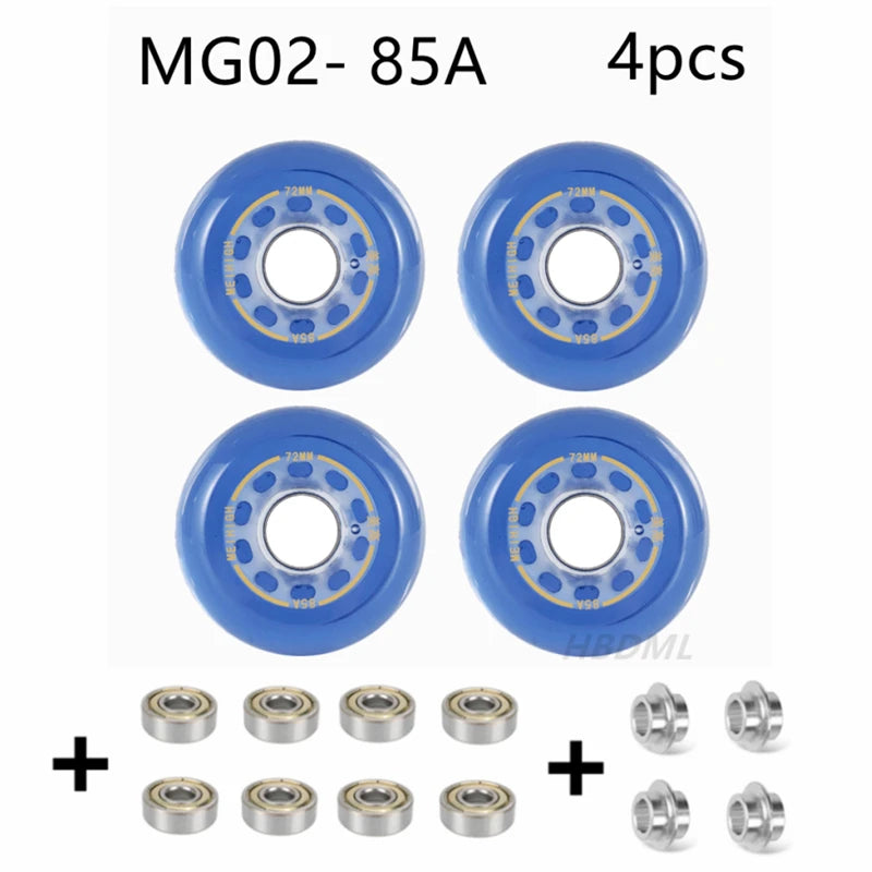 Fancy PU Inline Roller Skate Wheels (62/64/68/70/72/76/80mm) with Wear-Resistant Bearing(83A/85A/90A/93A)