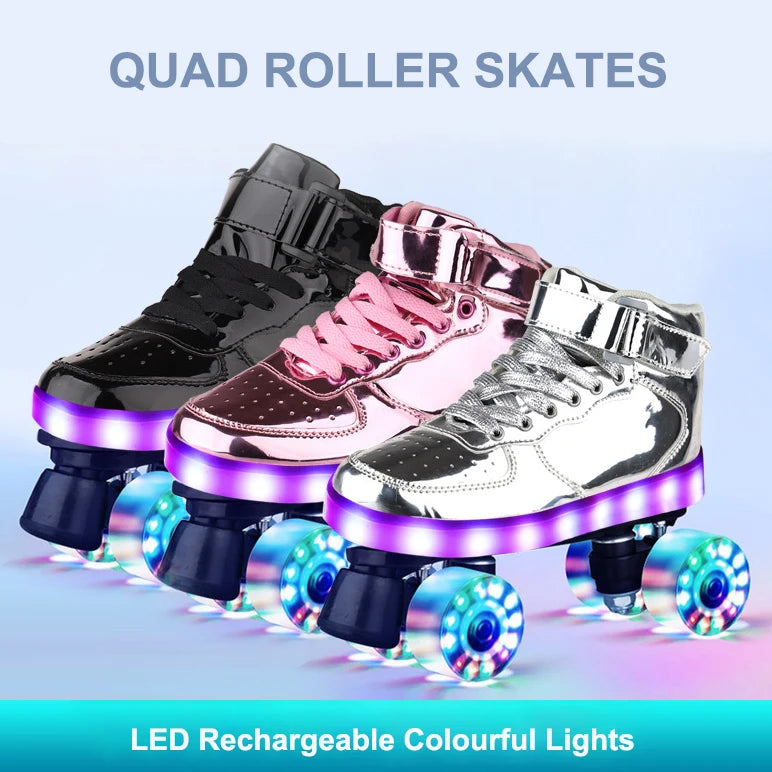 LED Sneaker Style Quad Roller Dance Skates