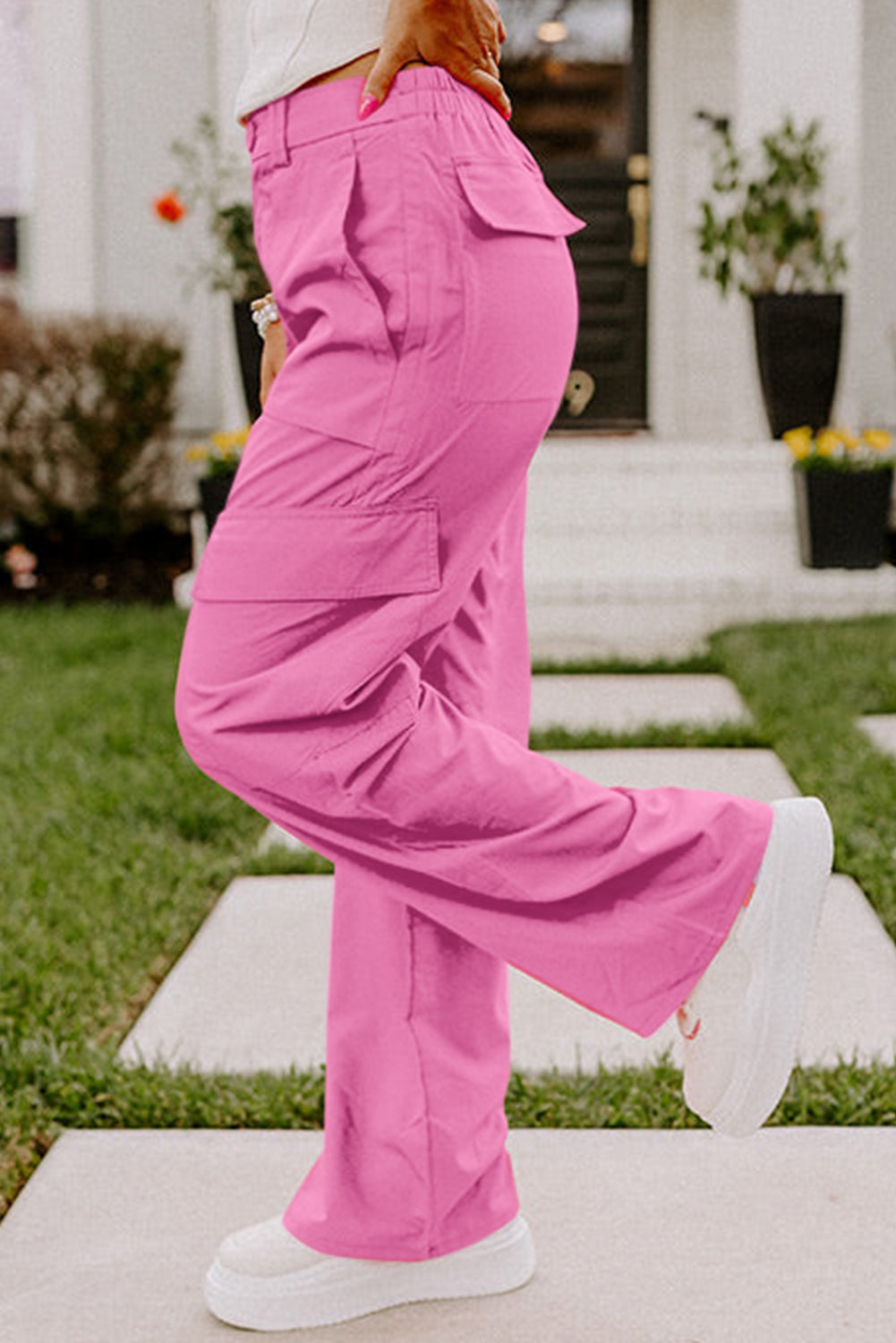 Rose Multi Pockets High Waist Cargo Pants