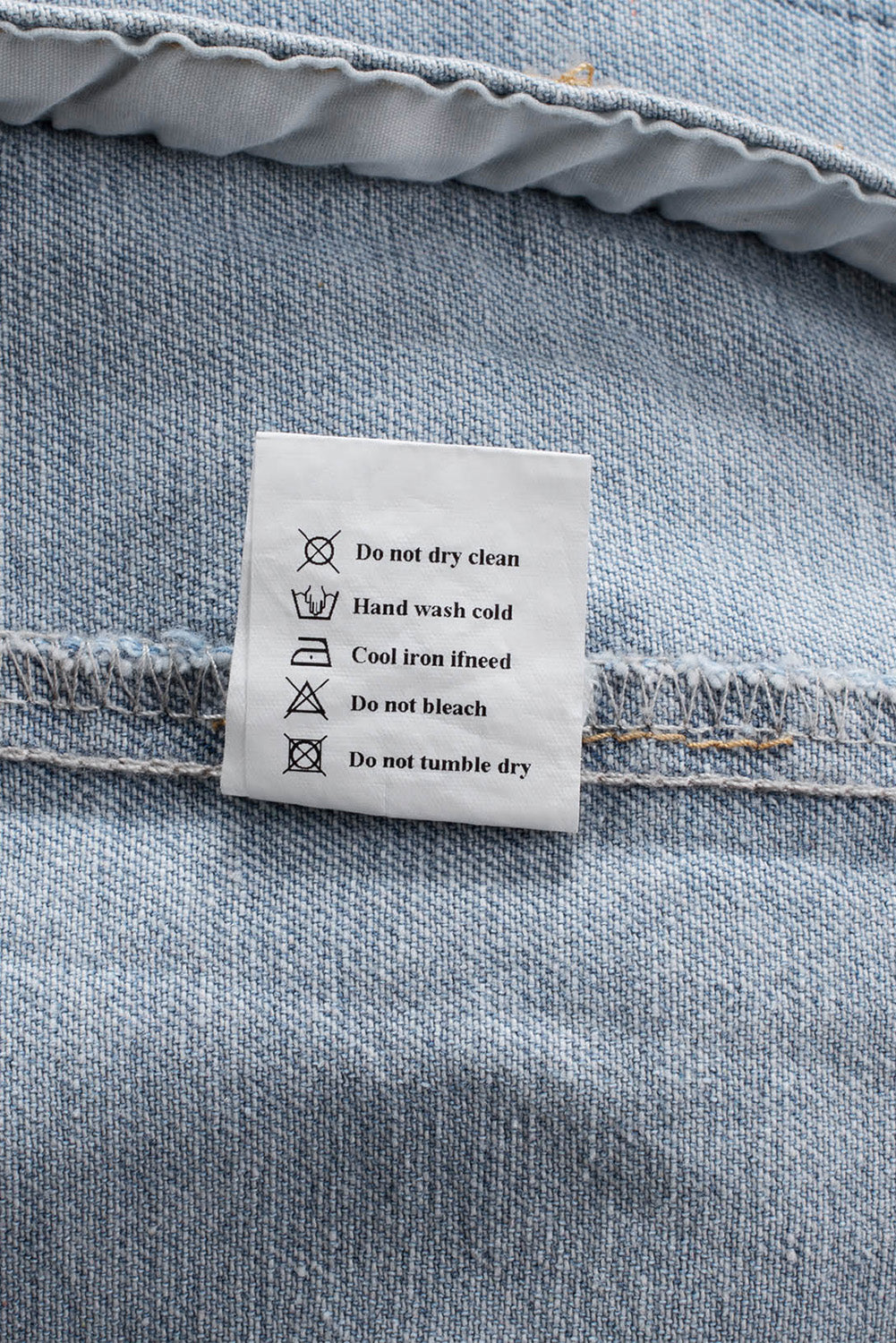 Light Blue Button Up Ripped Hooded Denim Jacket