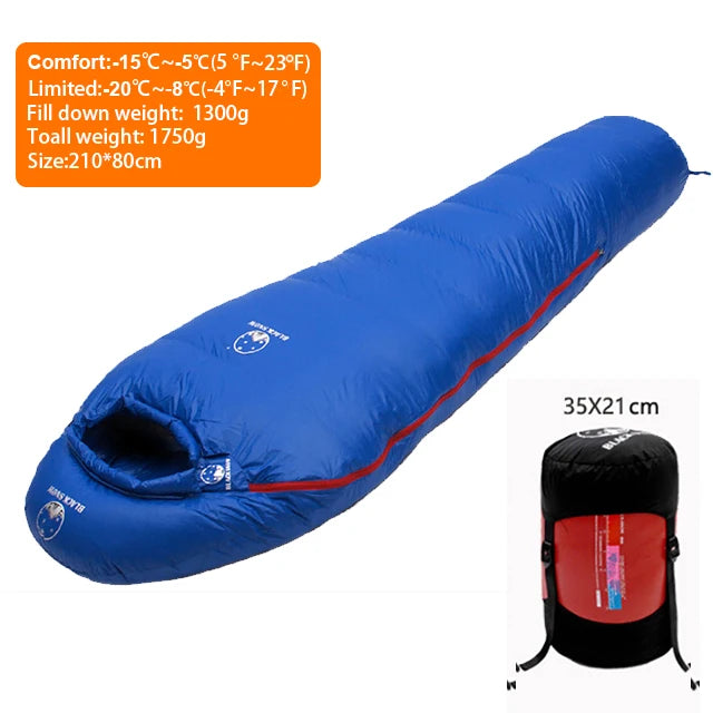 White Goose Down Filled Adult Mummy Style Sleeping Bag Fit for Winter