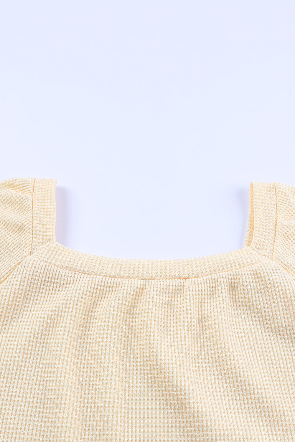 Pink Waffle Texture Casual Square Neck Pullover Top