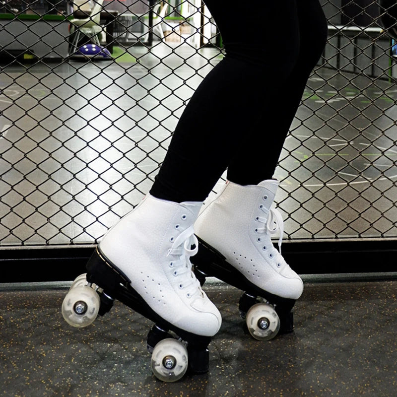 Beginner Indoor/Outdoor PU Leather Quad Roller Skates