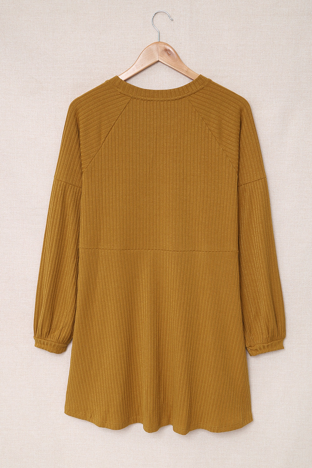 Black Round Neck Empire Waist Ribbed Short Knit Dress