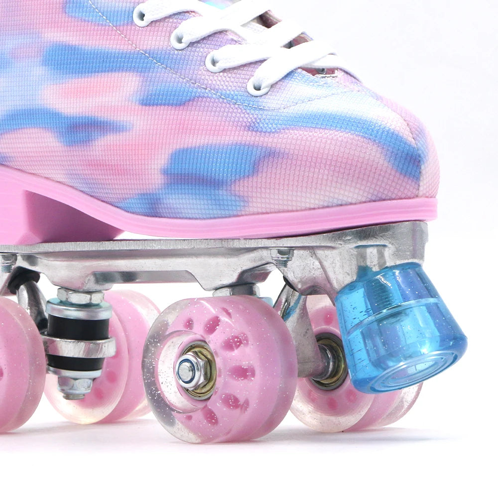 Yijiu Outdoor Pink & Blue Dye Quad Roller Skates