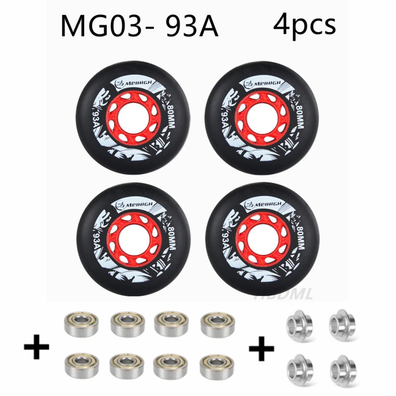 Fancy PU Inline Roller Skate Wheels (62/64/68/70/72/76/80mm) with Wear-Resistant Bearing(83A/85A/90A/93A)