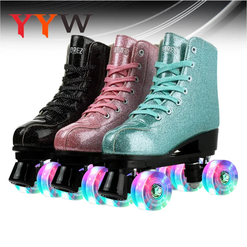Retro Shiny Dance Quad Roller Skates