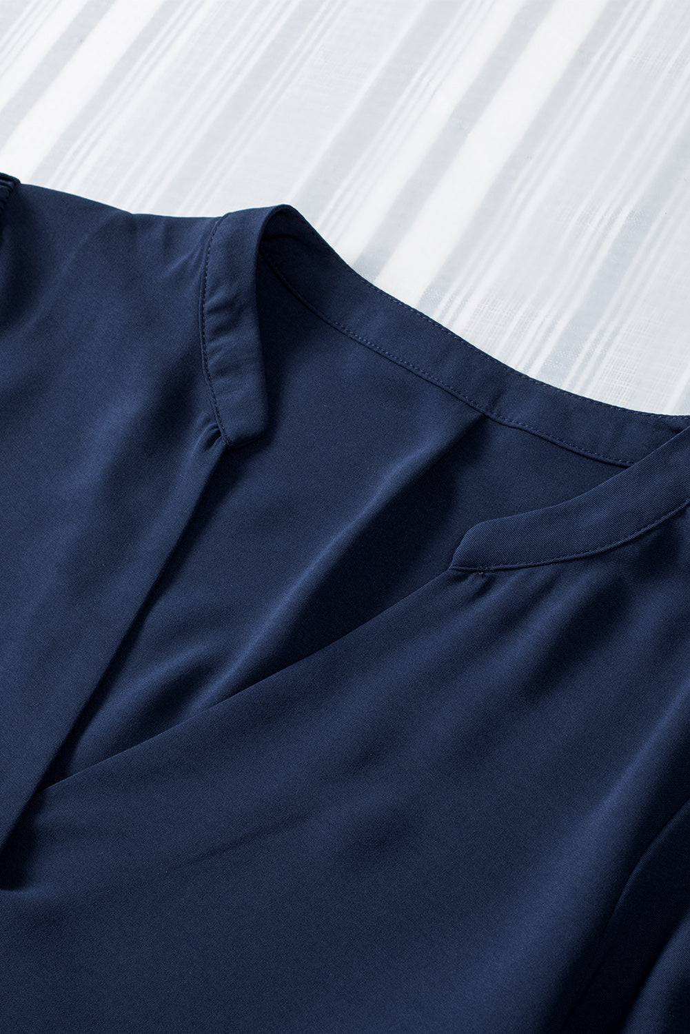 Navy Blue Split V Neck Short Sleeve Tunic Dress
