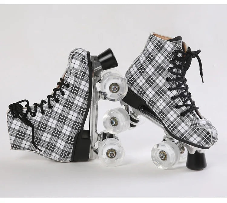 Flannel Pattern Aluminum Alloy Sole Quad Skates