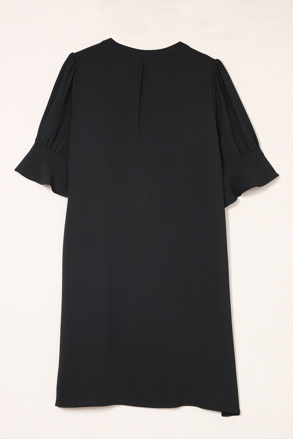 Navy Blue Split V Neck Short Sleeve Tunic Dress