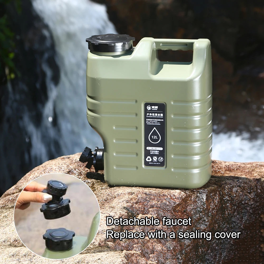 3.2 Gallon/12L Camping Water Container with Spigot BPA Free Car Water Carrier Tank Large Capacity Truly No Leakage Multifunction