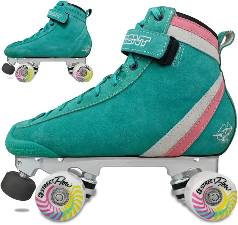 BONT Parkstar Soft Teal Suede Roller Skates for Park Ramps Bowls Street - Indoor/Outdoor