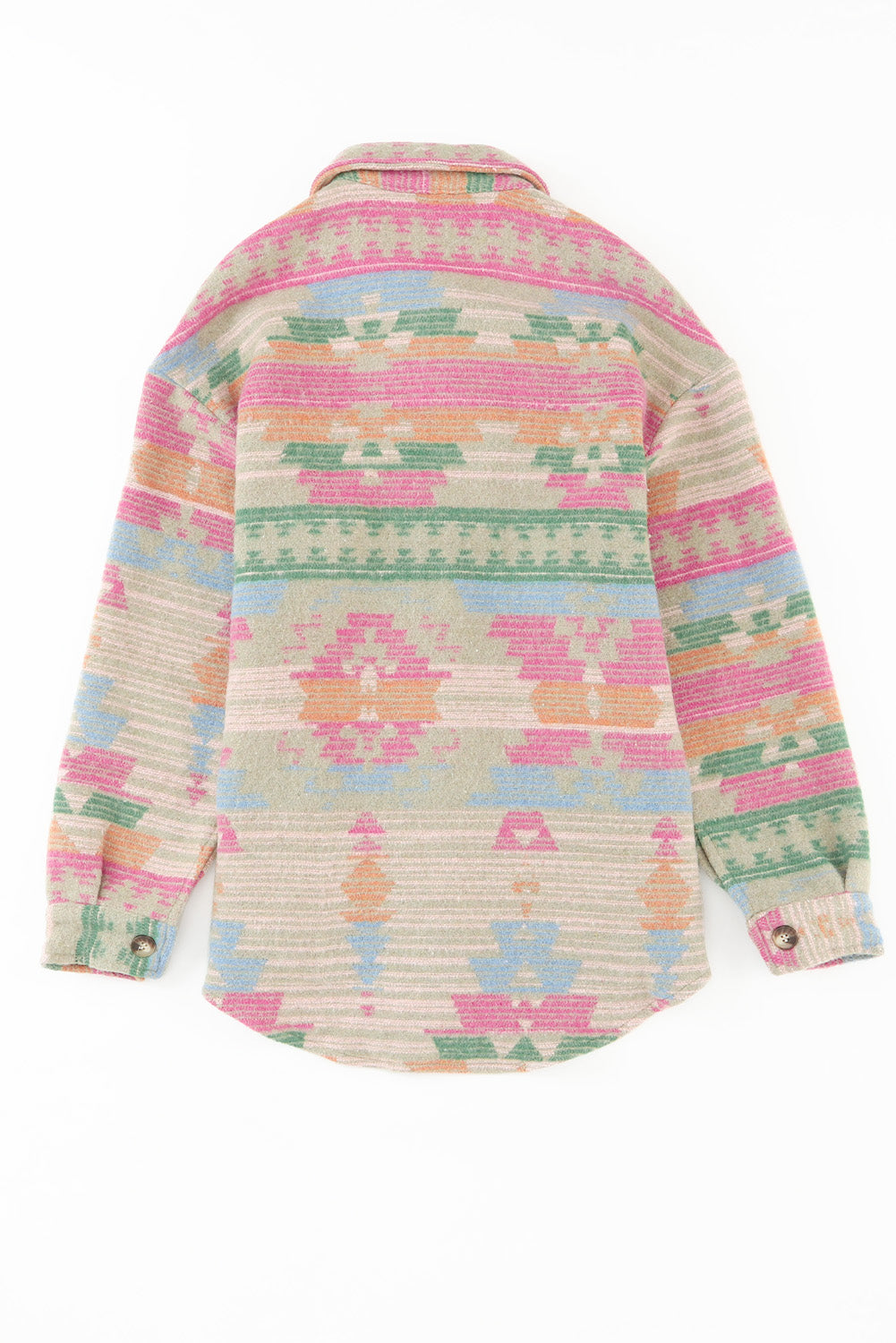 Multicolor Button Up Flap Pockets Geometric Jacket for Women